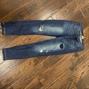 JCrew “lookout high rise skinny” jean, distressed denim. size 28.